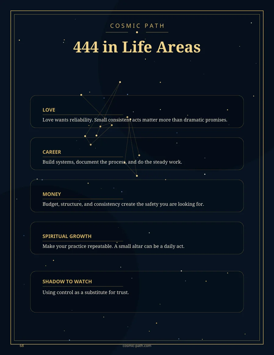 444 in your life — a real page from the Angel Numbers Manual