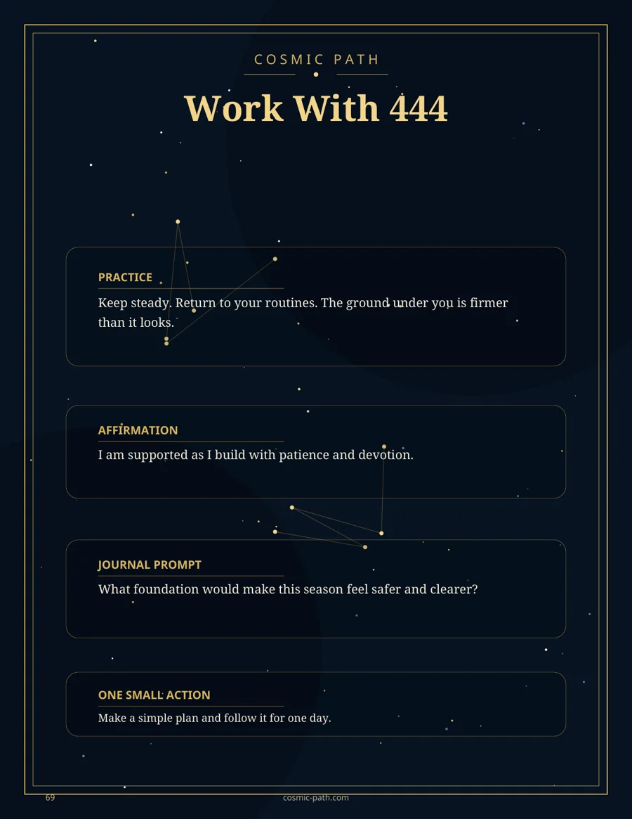 Work with 444 — a real page from the Angel Numbers Manual